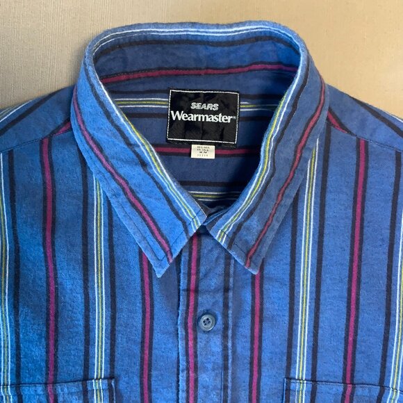 Vintage Sears Wearmaster Stripped Long Sleeve Causal Shirt Heritage Normcore - Picture 3 of 16